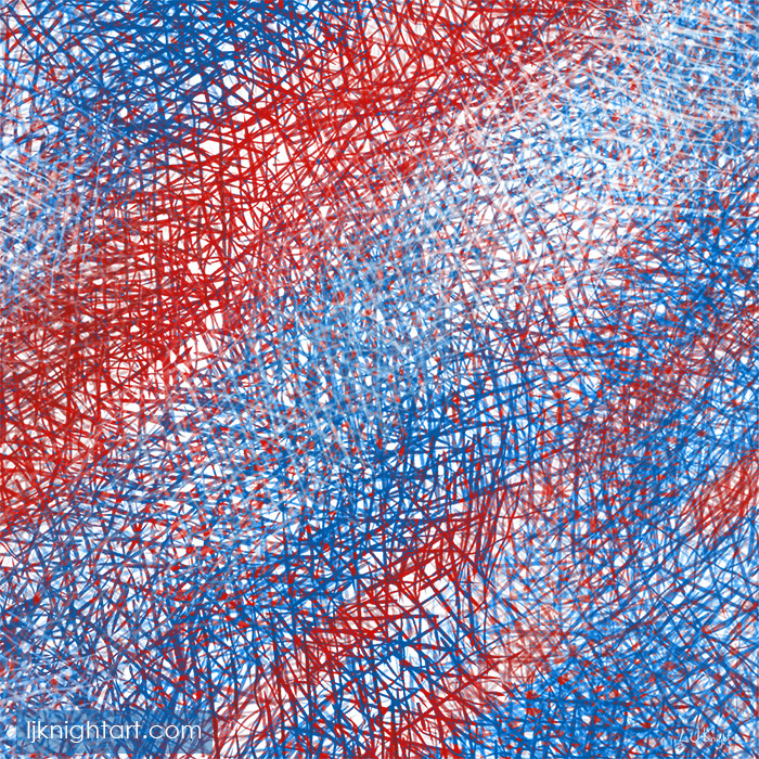 Blue and red abstract art by L.J. Knight