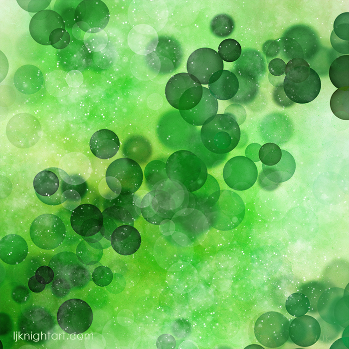 Green bokeh bubbles abstract art by L.J. Knight