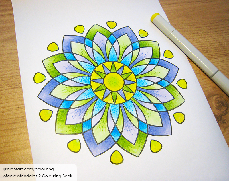 Coloured mandala easy colouring page