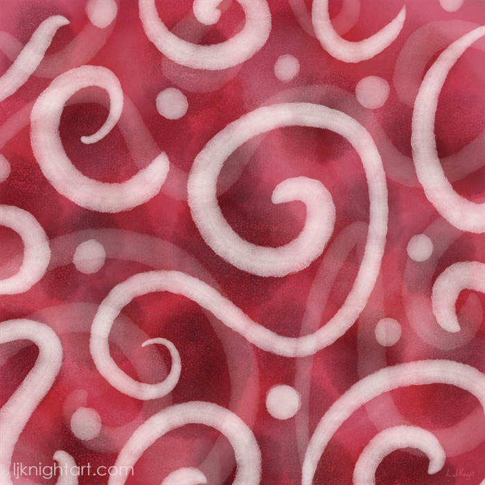 Deep red and white swirls abstract digital painting by L.J. Knight