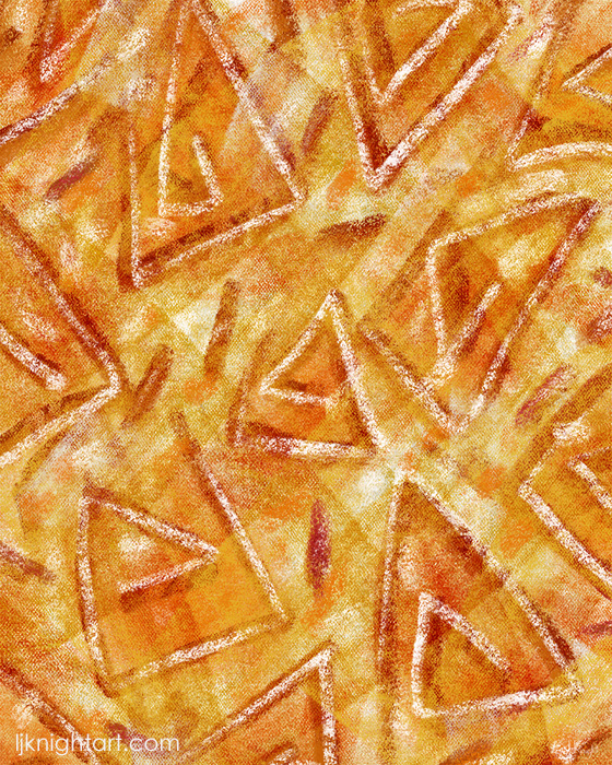Orange triangles abstract digital pastel painting by L.J. Knight