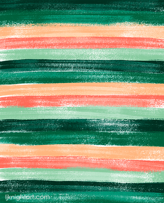 Green and orange hand drawn pastel stripe pattern by L.J. Knight