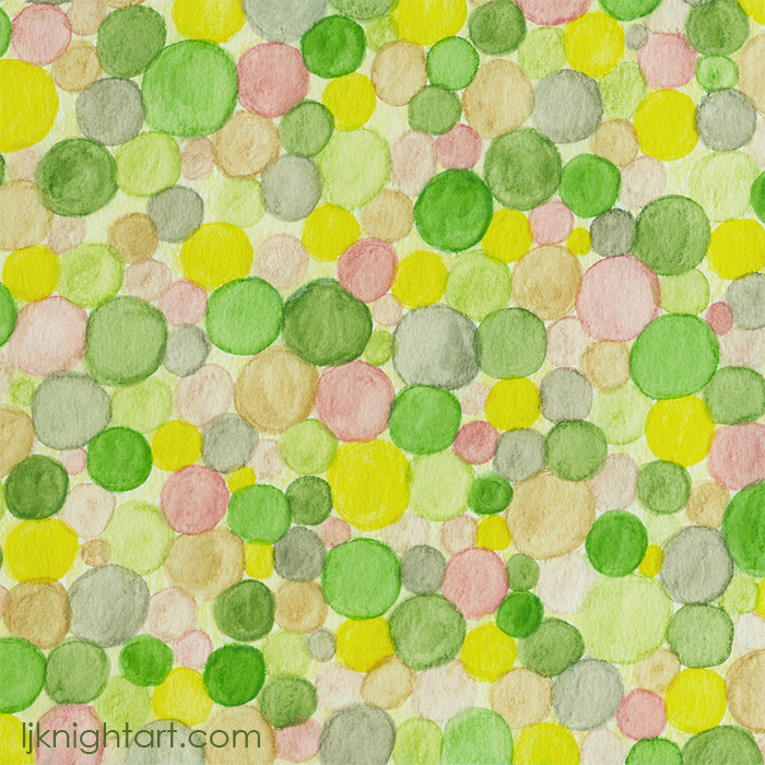 Green watercolour circles abstract pattern  by L.J. Knight
