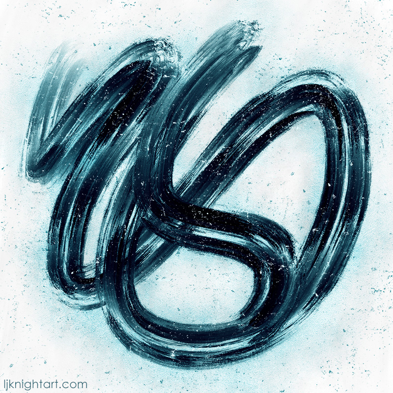 Turquoise Blue Brush Stroke Abstract - Digital Painting by L.J. Knight