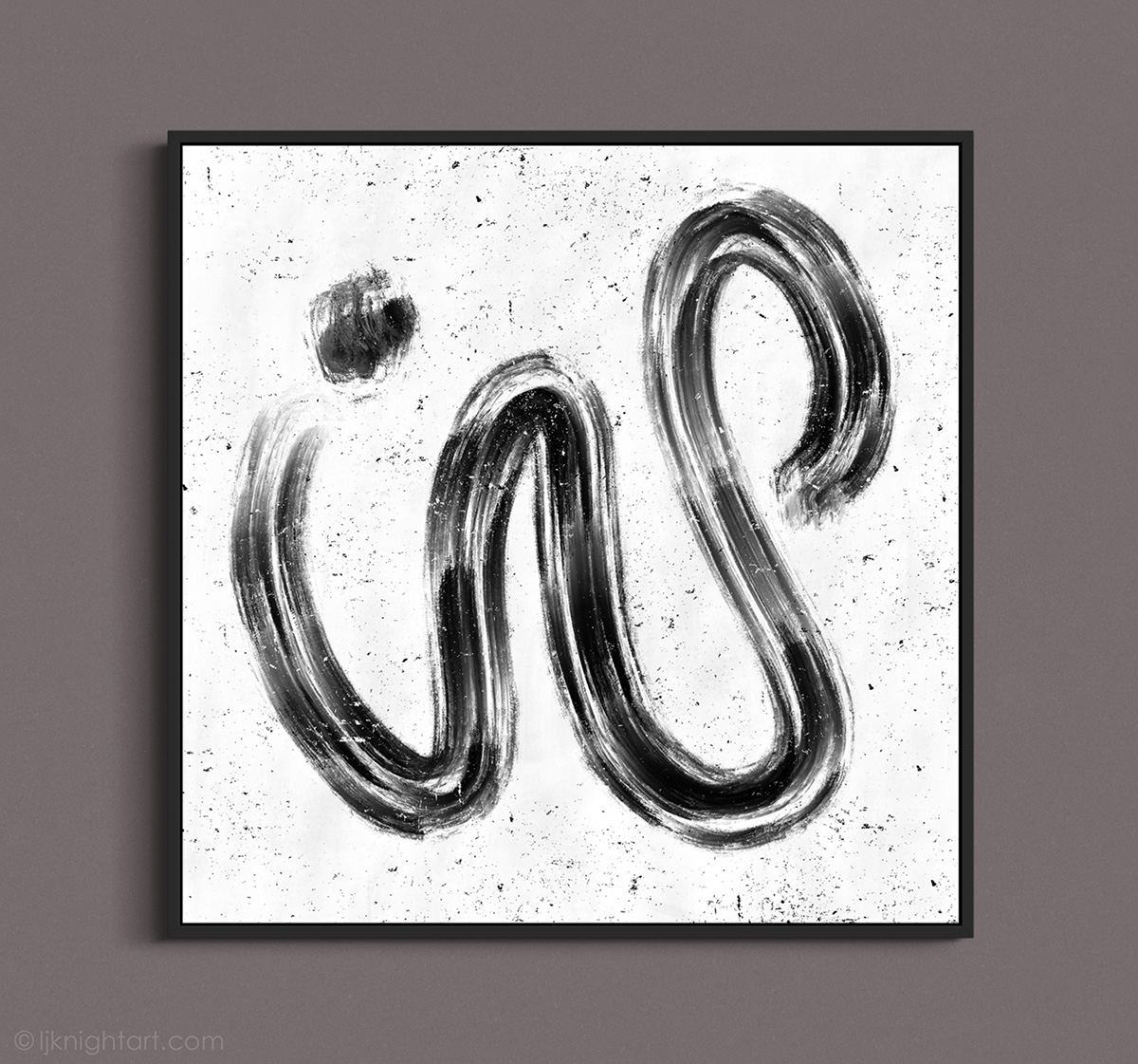Bold Black Brush Stroke Monochrome Abstract Painting - modern digital painting featuring  bold curved brush strokes on a light textured background, by L.J. Knight