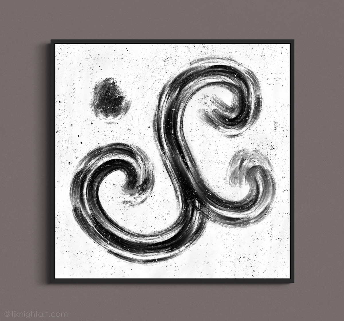 Bold Black Brush Stroke Monochrome Abstract Painting - contemporary abstract art by L.J. Knight