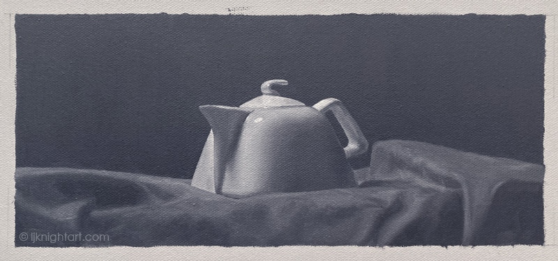 Teapot - oil painting exercise on canvas. Evolve Artist Block 4 #1