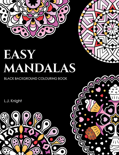 Easy Mandalas Black Background Colouring Book