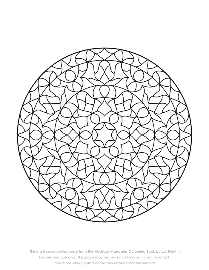 Free printable abstract mandala colouring page