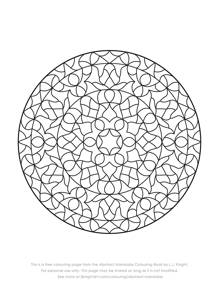 Free printable abstract mandala colouring page