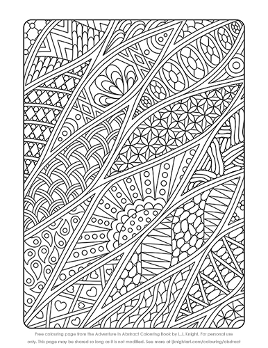 Free colouring page from the Adventure in Abstract Colouring Book by L.J. Knight