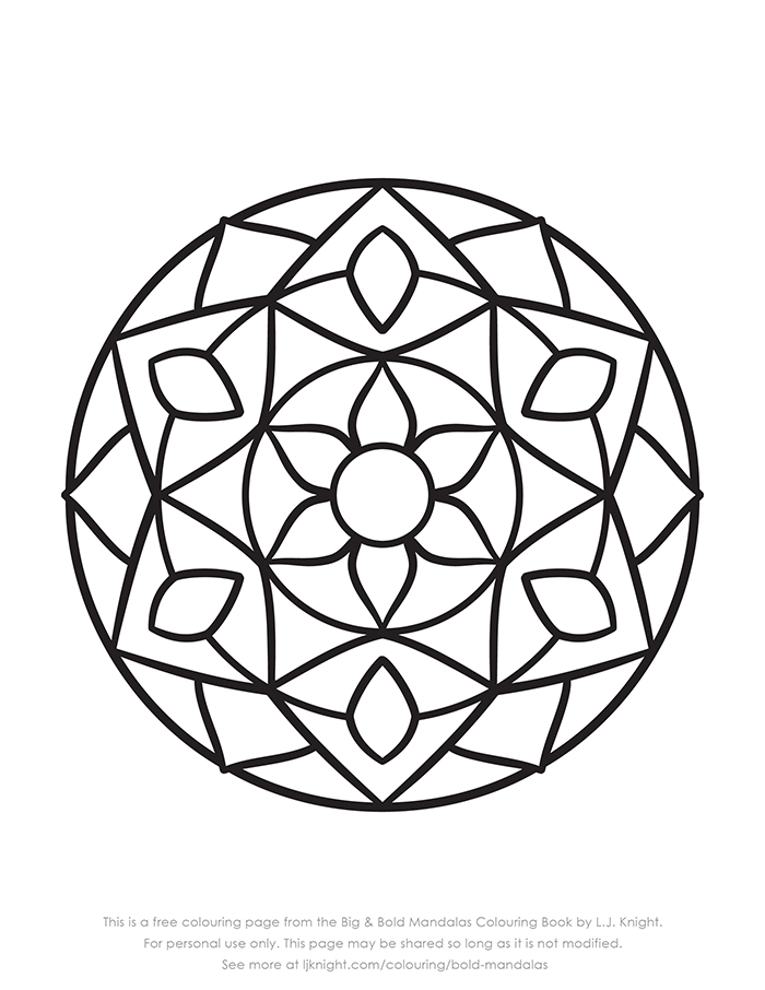 Free simple abstract mandala colouring page