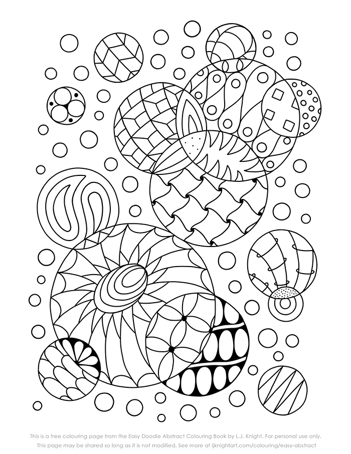 Free simple doodle abstract colouring page