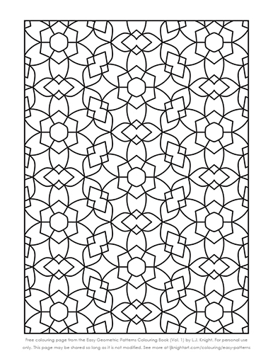 Easy Geometric Patterns Colouring Book - free sample page