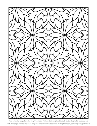 Easy Geometric Patterns Colouring Book (Volume 3) - free sample page
