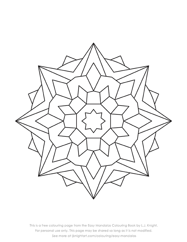Free simple mandala colouring page