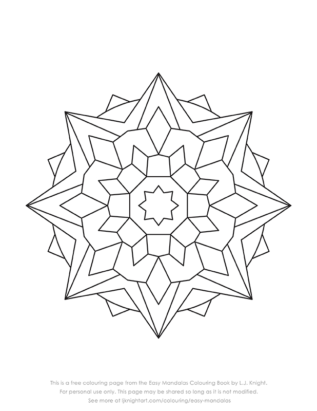 Free simple mandala colouring page