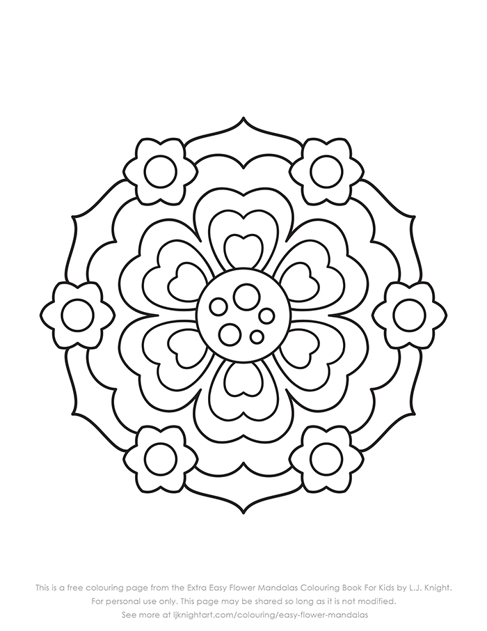 Free very simple flower mandala colouring page