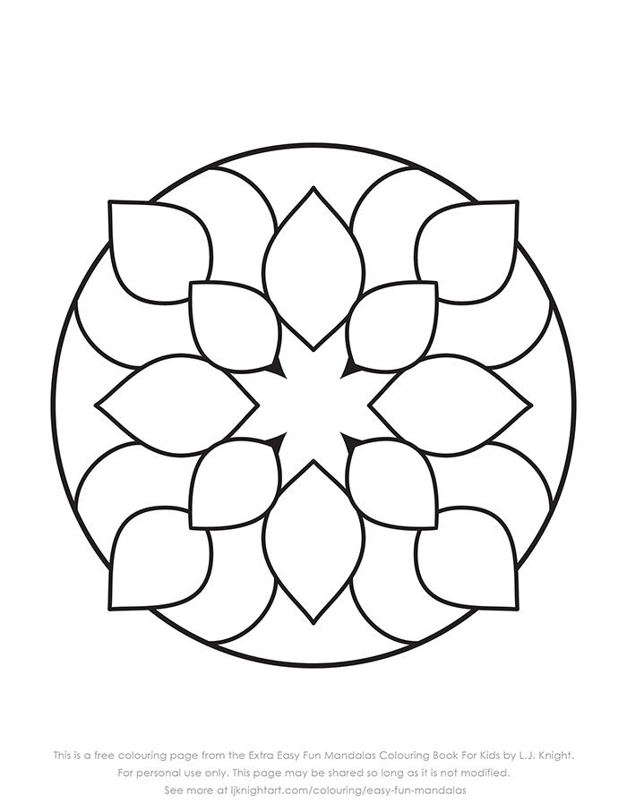 Free very simple mandala printable colouring page