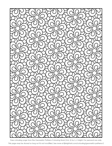 Geometric Patterns Colouring Book (Volume 2) - Free Page Free geometric pattern colouring page by L.J. Knight