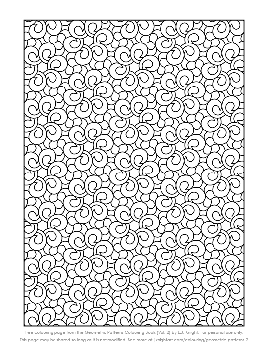 Free Abstract Geometric Pattern Printable Colouring Page L J Knight