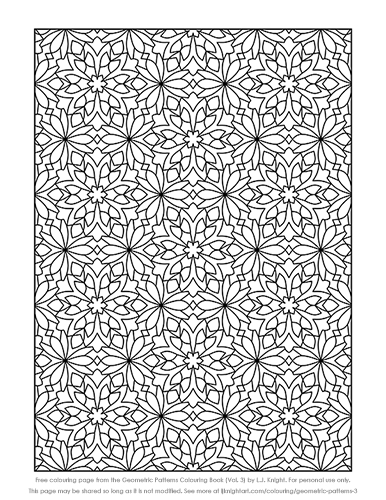 Geometric Patterns Colouring Book (Volume 3) - free sample page