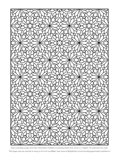 Geometric Patterns Colouring Book (Volume 2) - Free Page Free geometric pattern colouring page by L.J. Knight