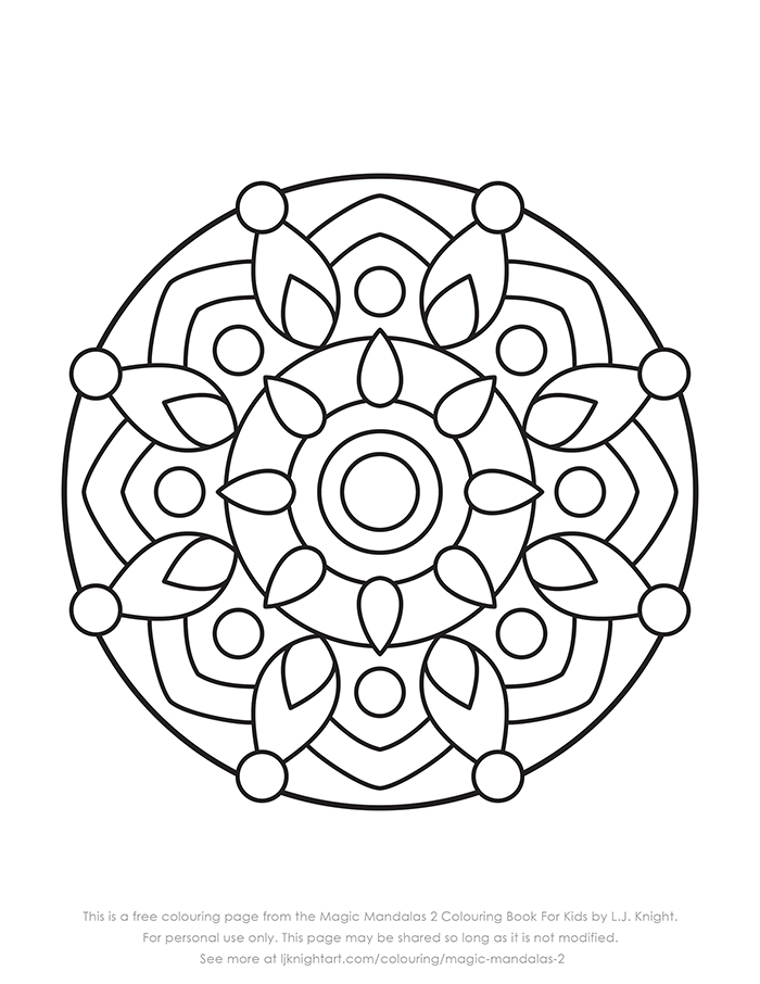 Free simple mandala printable colouring page download