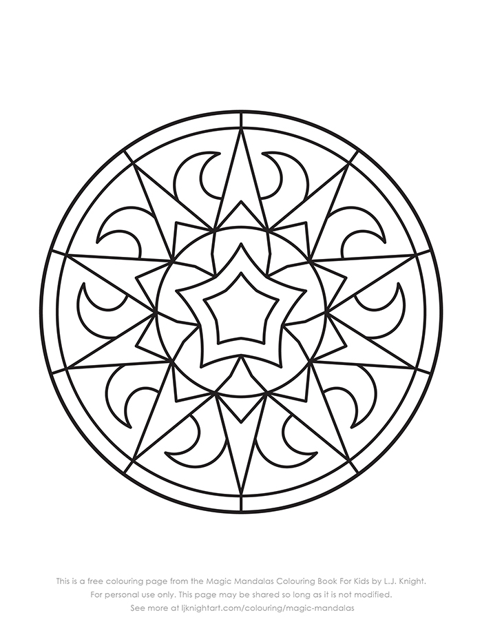 Free simple abstract mandala colouring page