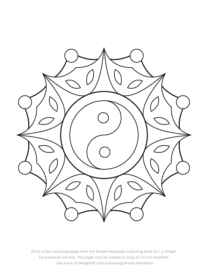 Free simple mandala colouring page