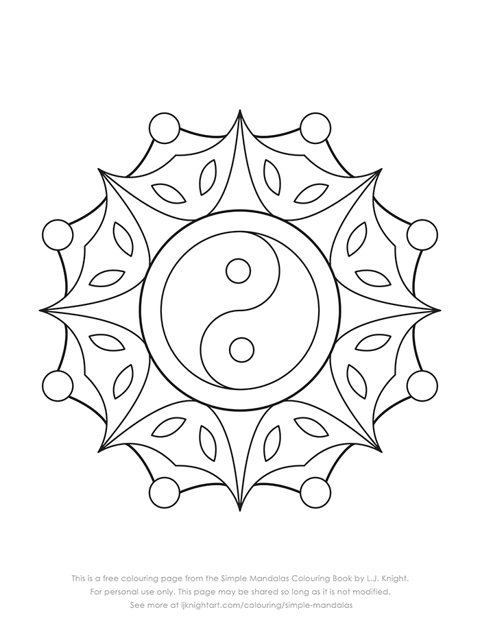 Free simple mandala colouring page