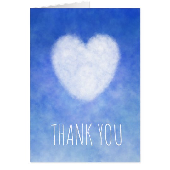 Customisable thank you card with blue and white heart design