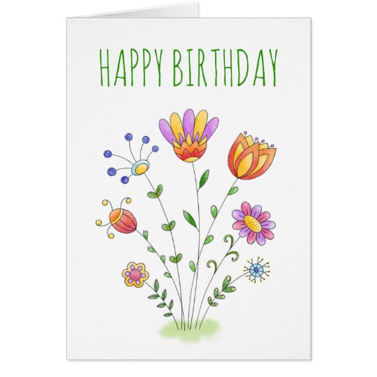 Customisable birthday card with watercolour flower design