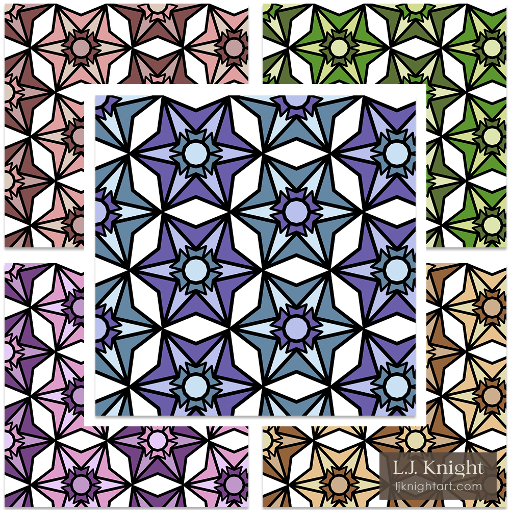 Bold retro geometric pattern by L.J. Knight - multiple colourways