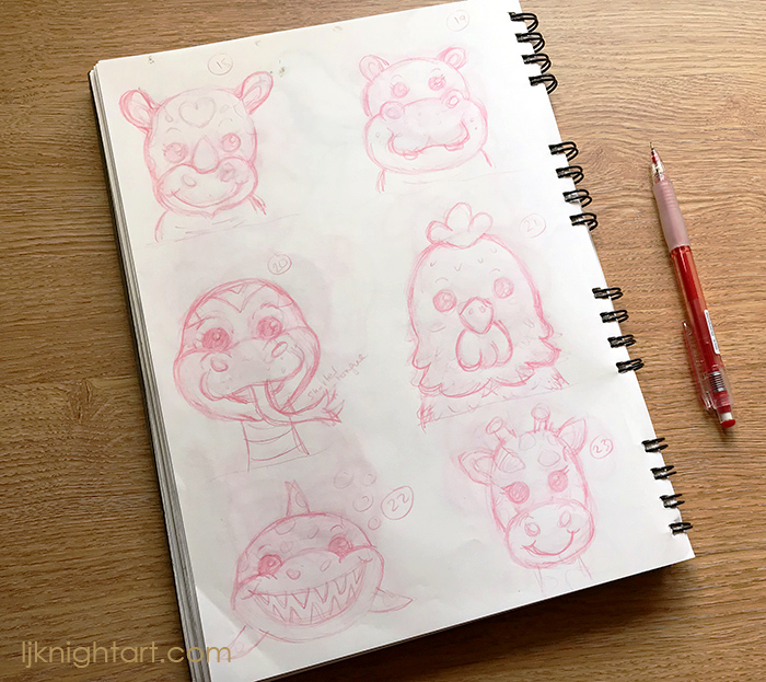 ljknight easy animals sketch