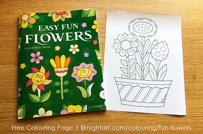 Free printable colouring page from the Easy Fun Flowers Colouring Book by L.J. Knight