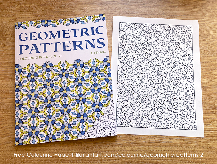 Free printable colouring page from the Geometric Patterns (Volume 2) Colouring Book by L.J. Knight