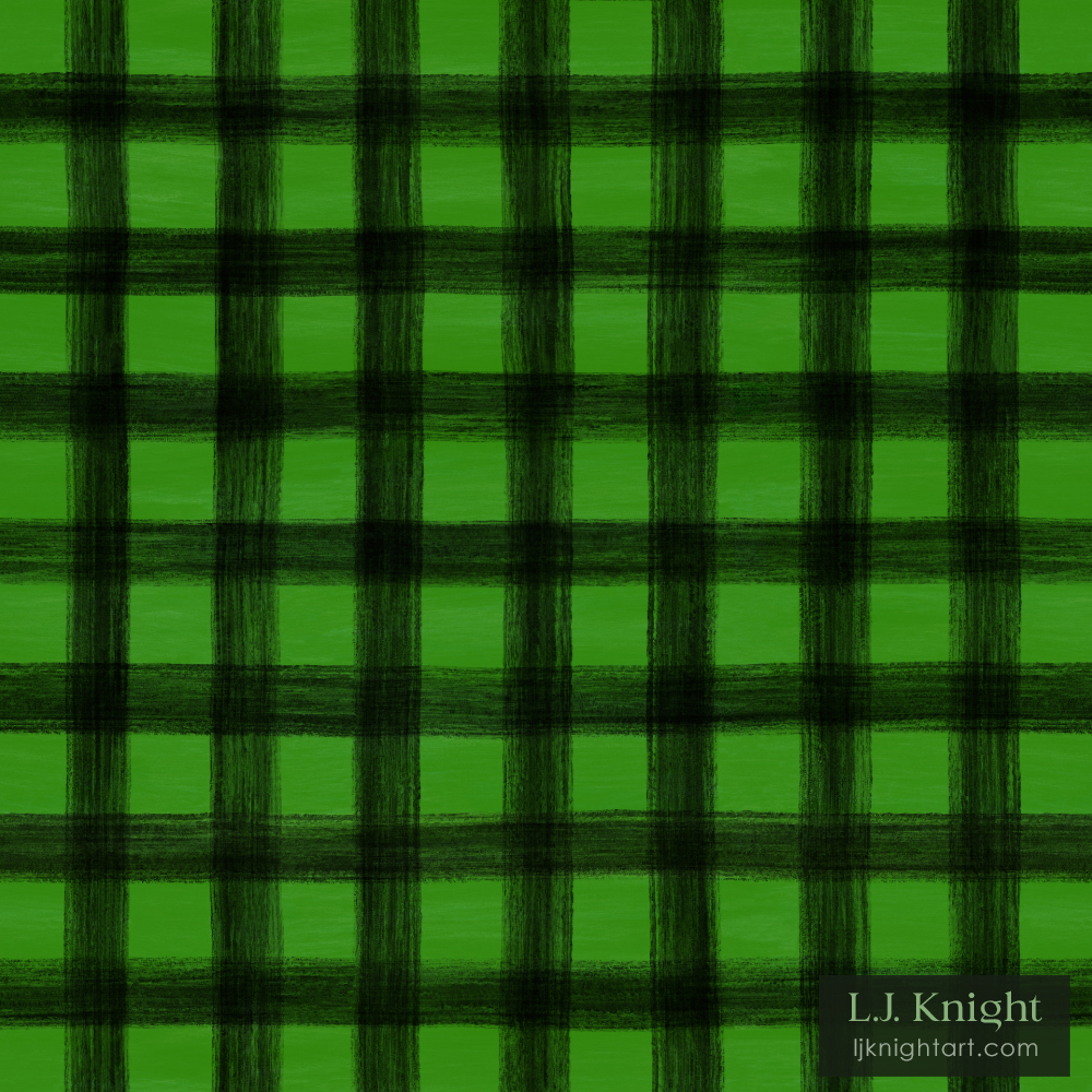 Green & Black Buffalo Check Pattern by L.J. Knight Hand drawn buffalo check gingham pattern in green and black, by L.J. Knight