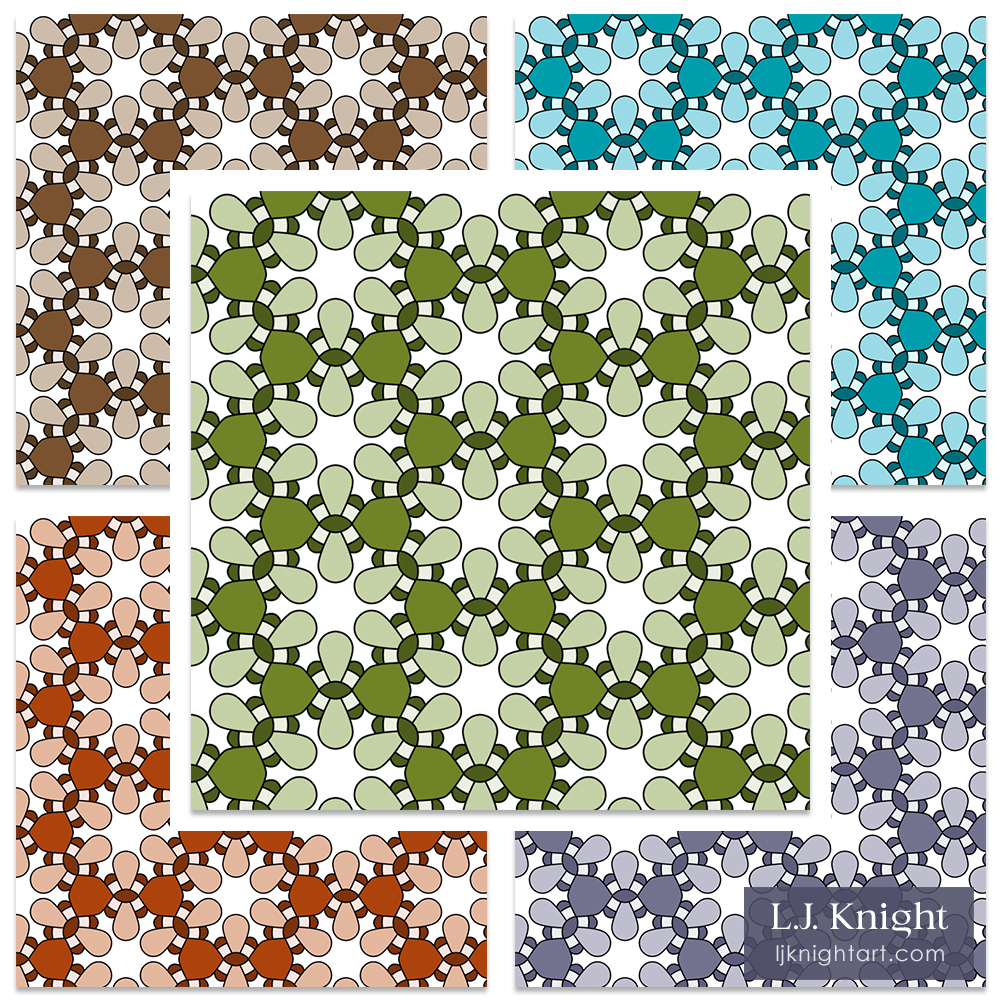 Retro Geometric Pattern by L.J. Knight Retro geometric pattern - colour variations by L.J. Knight