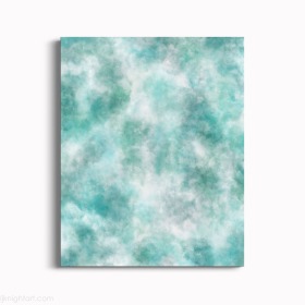 Teal and White Clouds Abstract Painting