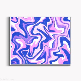 Pink, Blue and White Liquid Abstract Painting