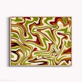 Green and Brown Liquid Abstract Painting