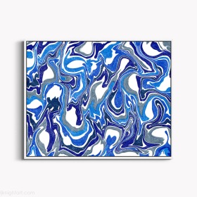 Blue, Grey and White Liquid Abstract Painting