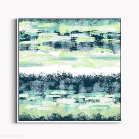 Green Grey and White Horizontal Abstract Painting