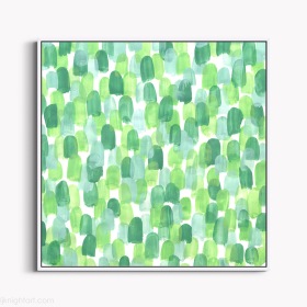 Green and White Brushstrokes Abstract Painting