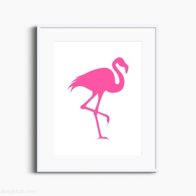 Pink Flamingo Silhouette - Bird Art