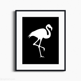 White Flamingo Silhouette Bird Art Print