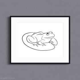 Black and White Minimalist Frog Line Art Drawing