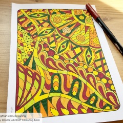 Easy Doodle Abstract Colouring Book - Coloured Page