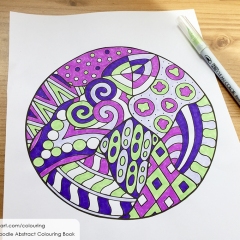 Easy Doodle Abstract Colouring Book - Coloured Page